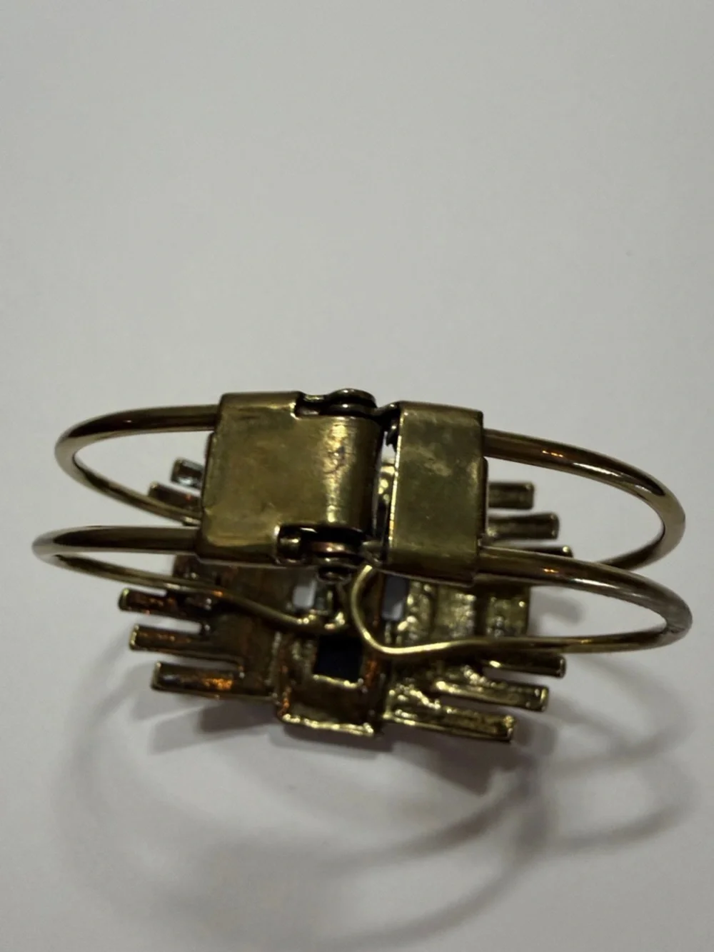 Vintage Modern Geometric‎ Gold-Tone Black Enamel Bracelet